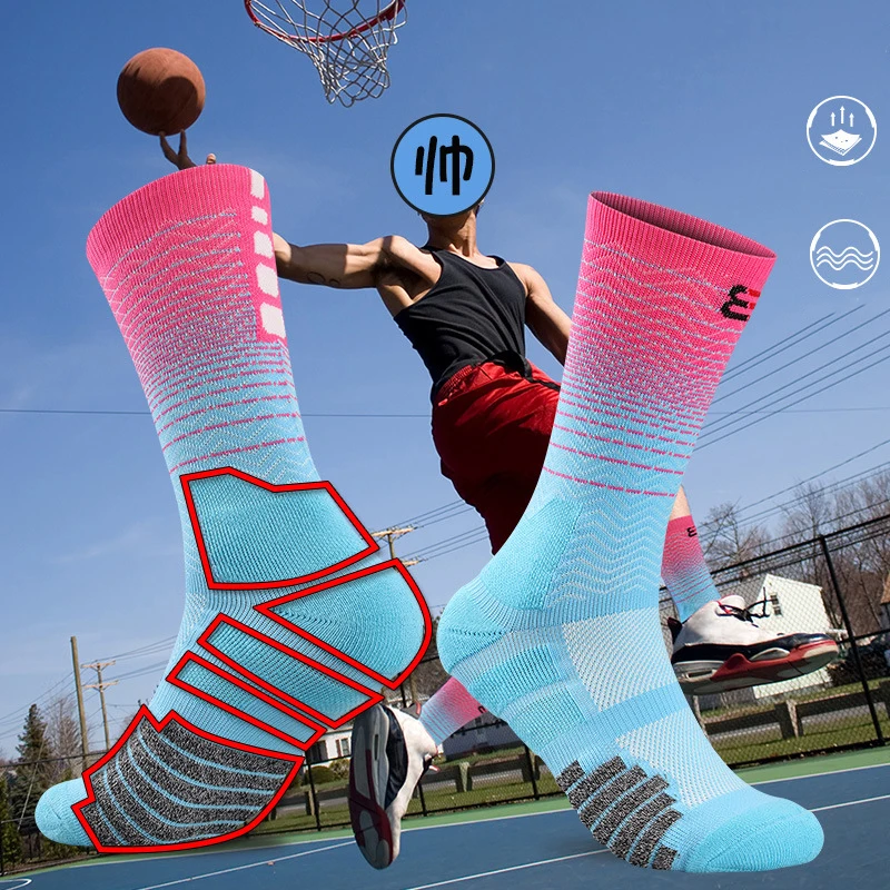 Anti-slip Football Mid-calf SocksMen Women Non-slip Soccer Basketball Tennis Sport Socks Grip Cycling Riding Socks 39-45