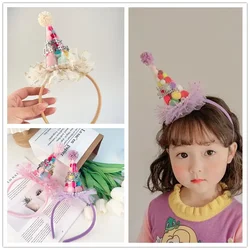 Princess Birthday Hat for Kid Happy Birthday Party Celebration Headband Party Cap for Children Hair Accessories Wedding Decor