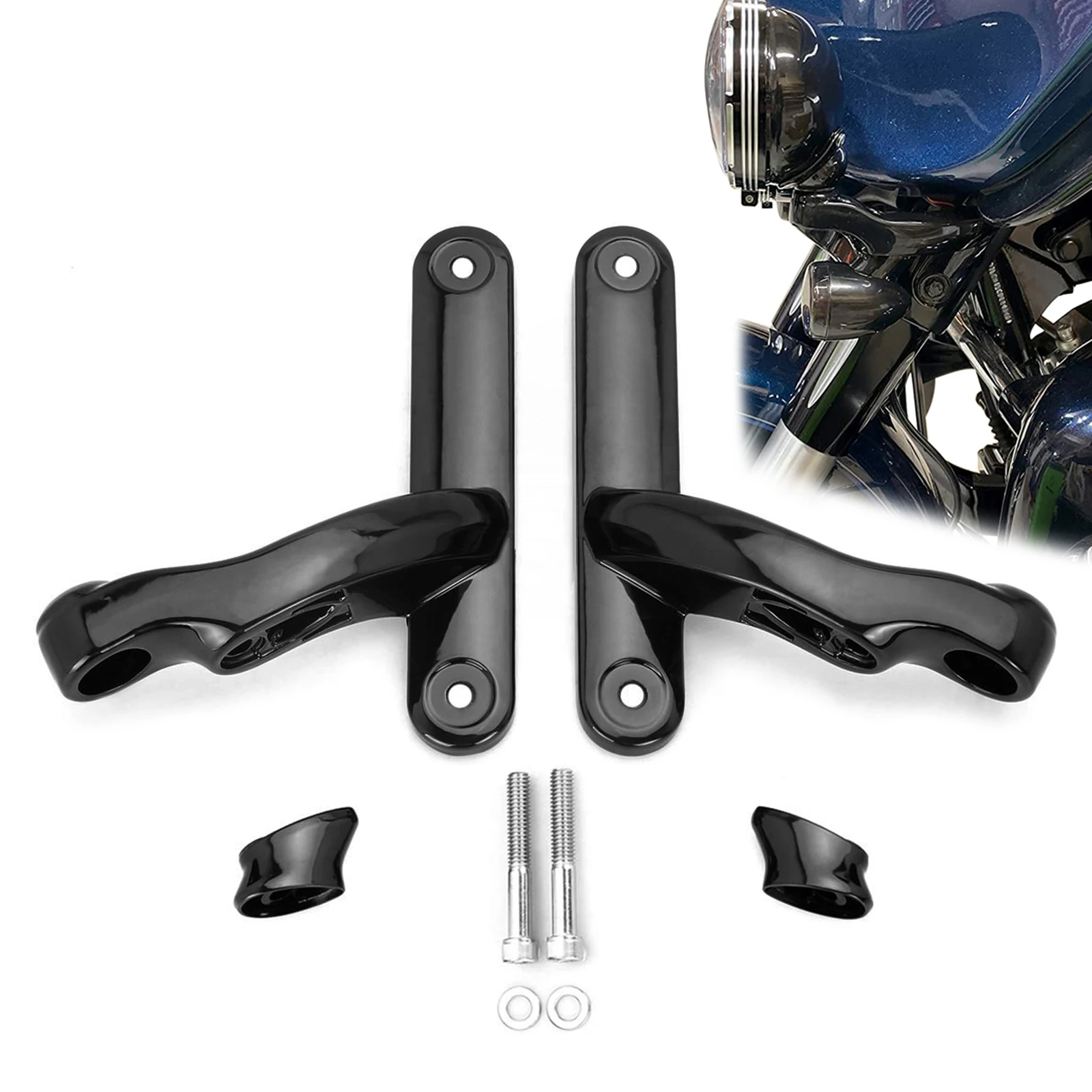 

Gloss black Auxiliary fog lamp light bracket for Harley touring turn signal light brackets electra glide street glide