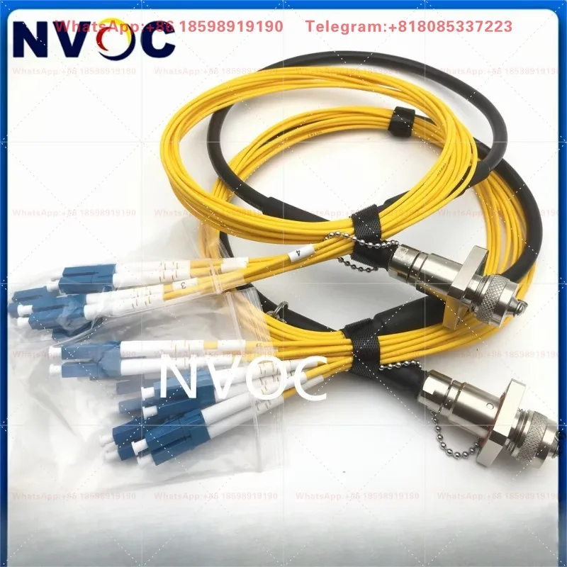 2Pcs 12C G657A1 Armored Fiber Patch Cord,Yellow Cable,Square Female ODC-MPO to LCUPC Optical Connector,1M