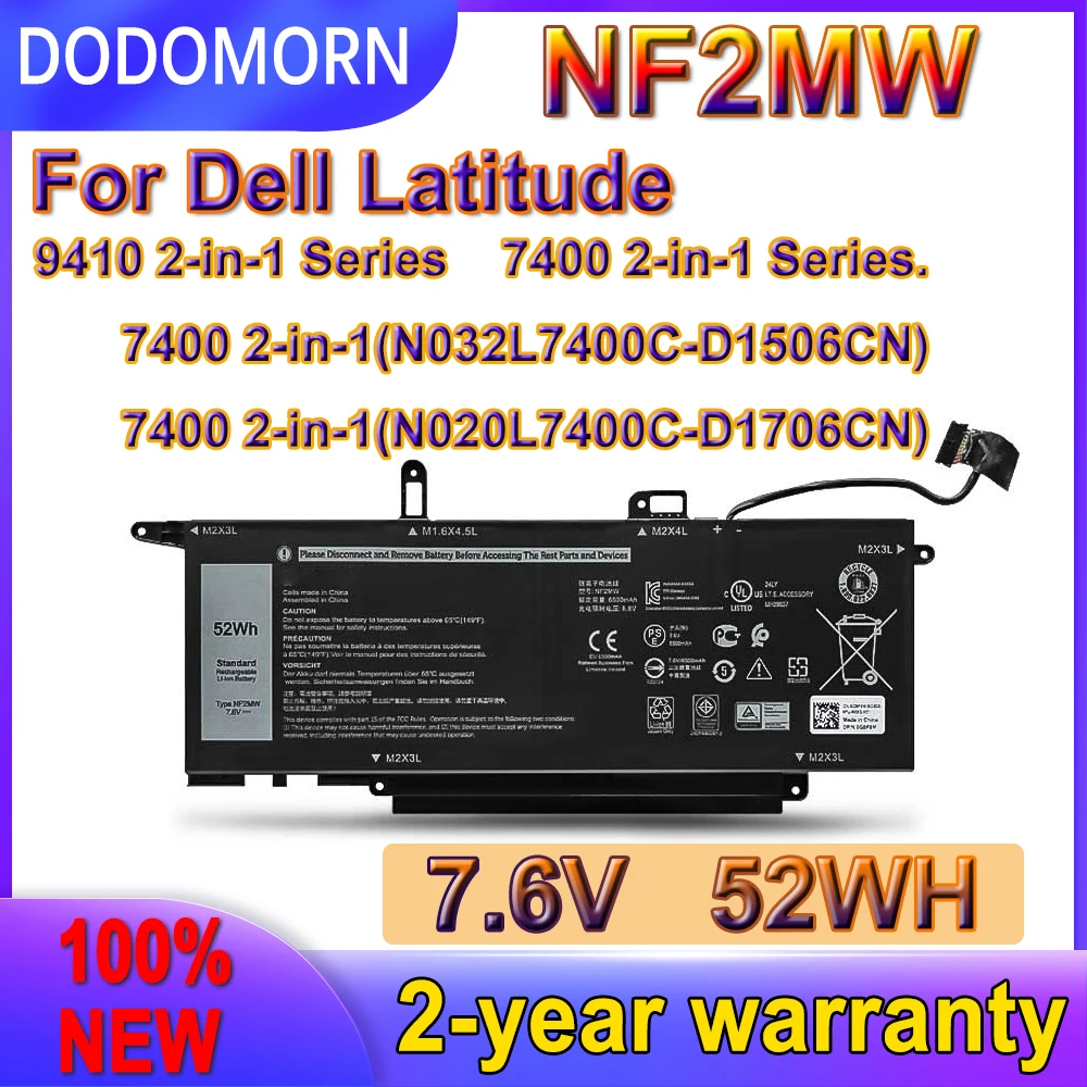 

Новый аккумулятор DODOMORN NF2MW для Dell Latitude 7400 2-в-1 9410 серии 2 в 1 85XM8 085XM8 0C76H7 C76H7 GJD1V