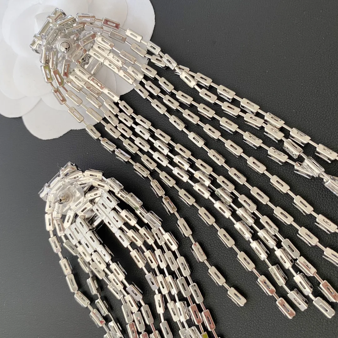 To Reines Luxury Vintage Exaggerated Tassel Zircon Full Drill Long Earrings For Women Fashion Pendientes Accesorios Jewelry