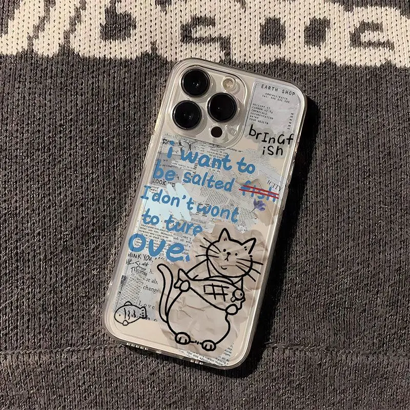 ورقة كشط القطط والكلاب نمط جراب هاتف آيفون 17 16 15 14 13 12 11 برو ماكس XR XS ماكس MINI INS غطاء شفاف