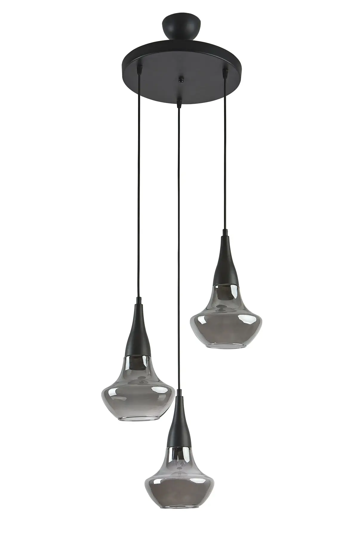 

DOLBOVI Fora custom design sports Modern decorative hall black color smoked glass pendant with 3 pcs chandelier