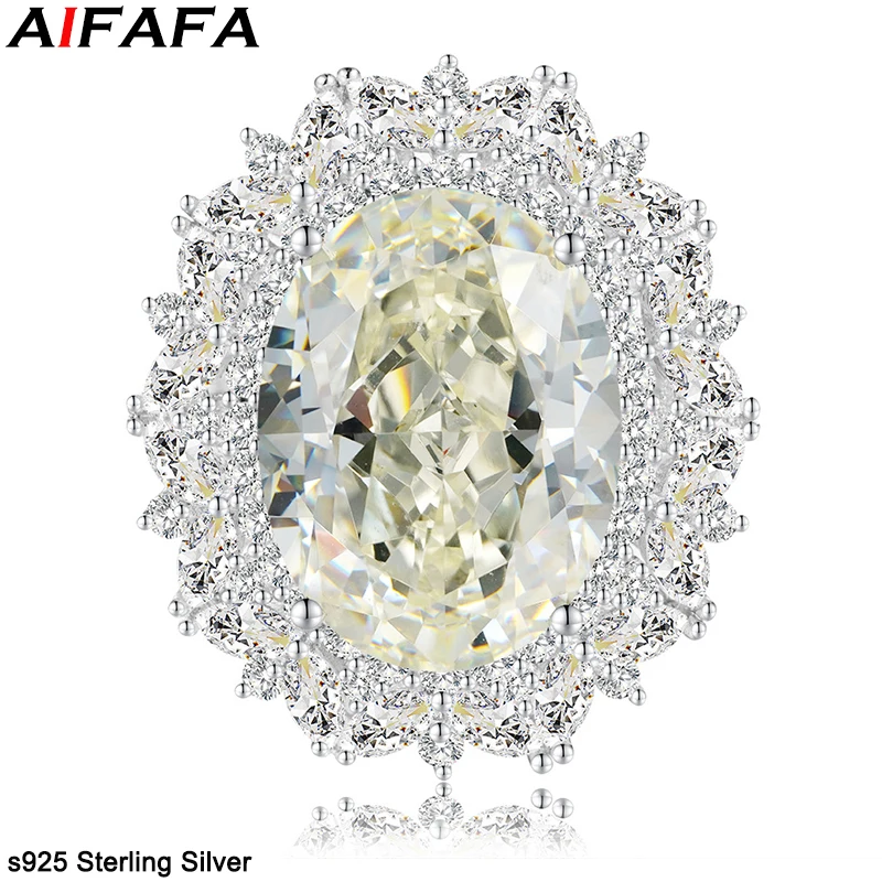 23 Carat High Carbon Diamond Rings Top End s925 Sterling Silver Stunning 8A Grade 12*16mm Oval Big Stone Ring Fine Jewellery