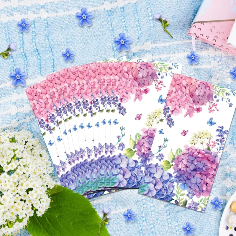 20pcs/Pac 34.2*40.6cm 2-Ply Hydrangea Flower Printed Long Paper Napkins Party Paper Placemats Decorative Paper Napkins