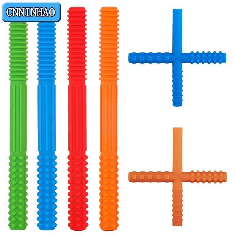 1Pcs Silicone Mordedores Para O Bebê Acessórios Recém-nascidos Mordedor Sensorial Chew Brinquedos Mastigação Tubo Y Forma Ferramentas Para O Autismo