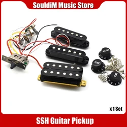 Electric Guitar Pickup Wiring Harness Prewired 5-way Switch 2T1V Control SSH Pickup for ST Electric Guitar Black-White