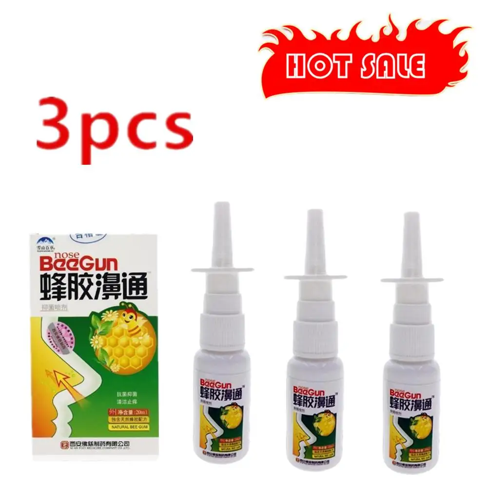 Espray Nasal de propóleo de 3 piezas, tratamiento para la rinitis, Sinusitis tradicional china a base de hierbas, olor refrescante, Spray Natural para la nariz