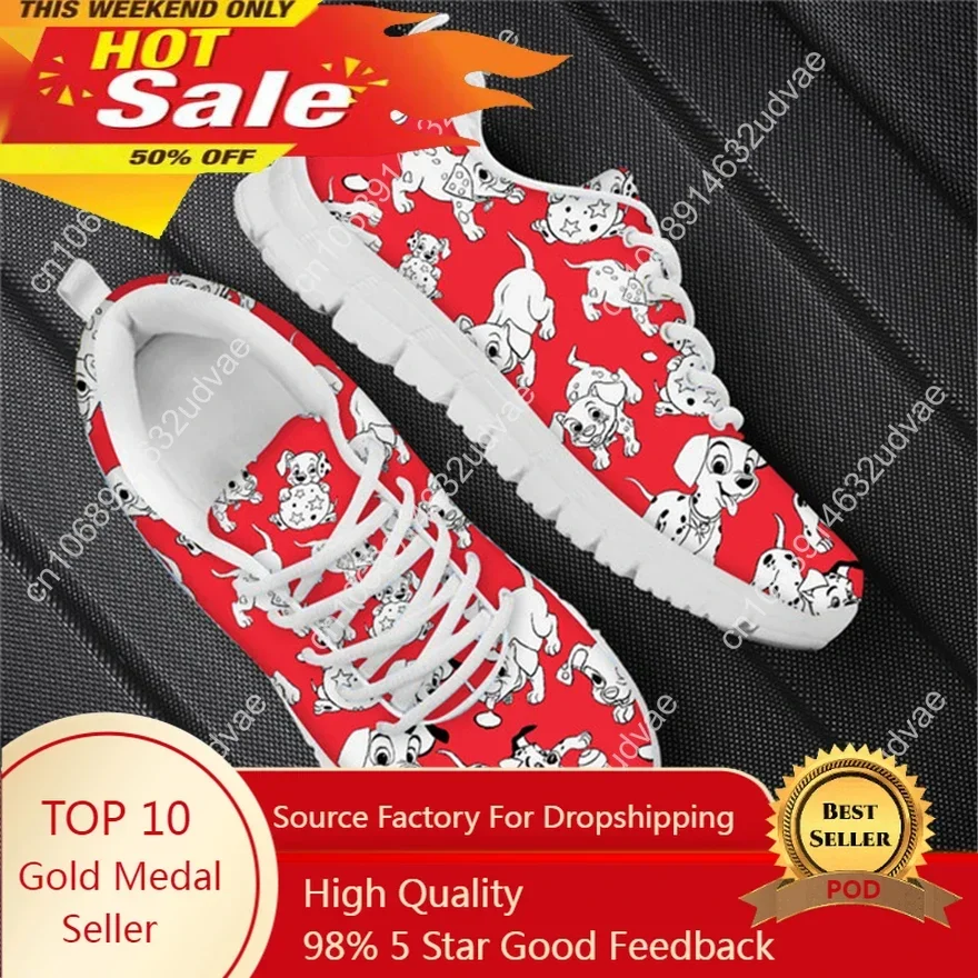 

Dalmatian Dog Cute Pattern Women Casual Flats Air Mesh Sneakers For Teenager Girls Black White Female Running Shoes