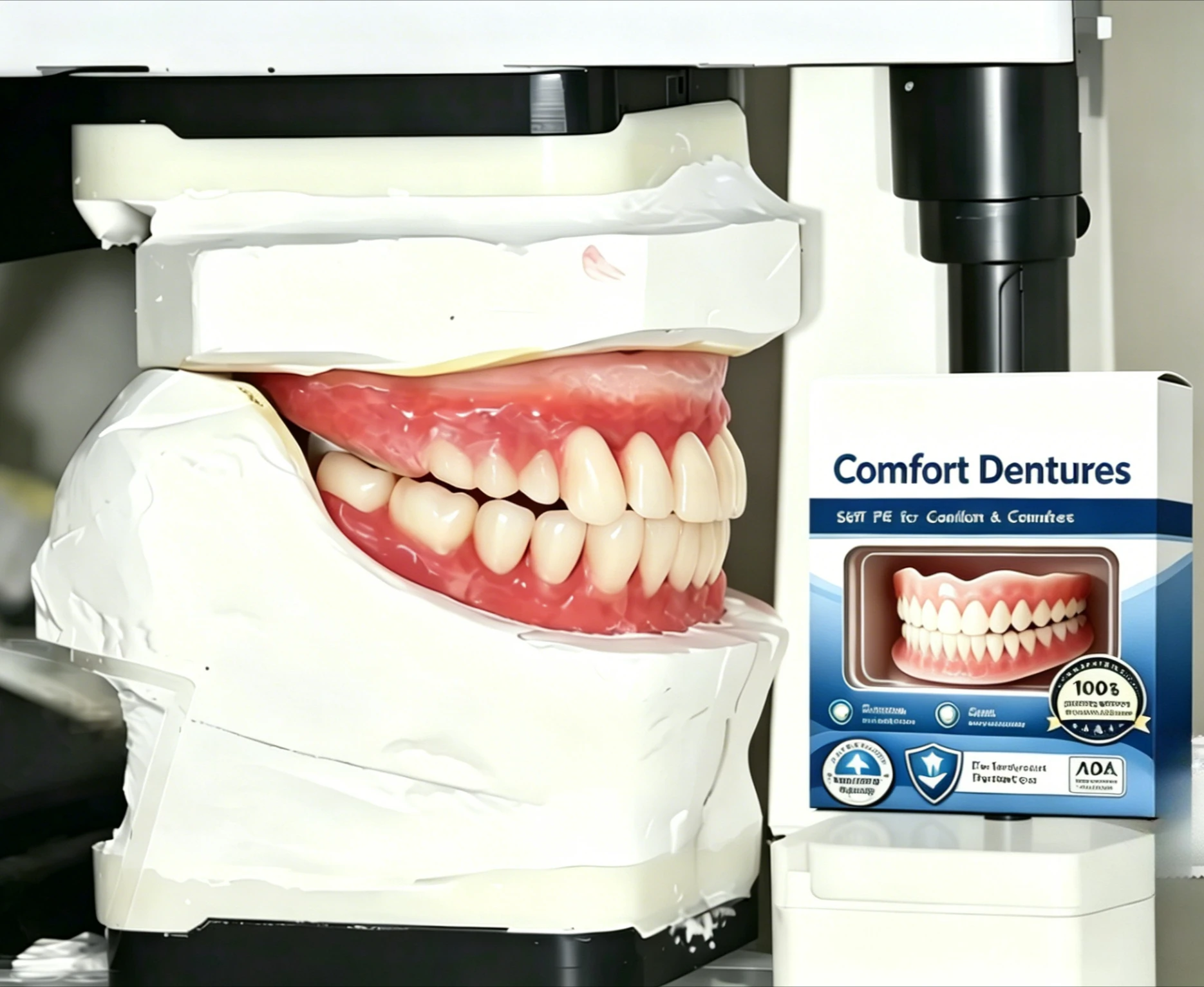 Premium Full Set Natural Dentures - Upper & Lower Silicone Fake Teeth, Comfort Fit, Instant Confidence Smile for Men & Women