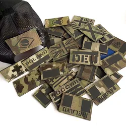 IR Reflective Patches Camouflage Flag of The UK,Spain,France,Germany,and Other Countries,Military Tactical Badge Fabric Applique