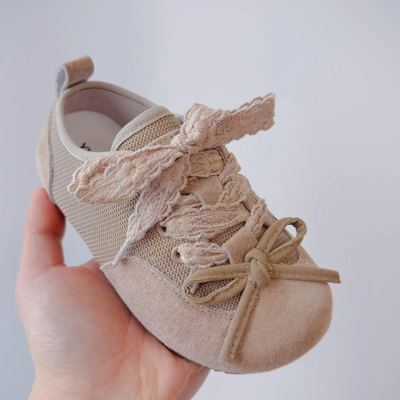 Baskets rétro en cuir véritable pour femmes, chaussures de sport pour enfants, chaussures plates décontractées pour filles, nœud papillon mignon, nouveau, printemps, automne