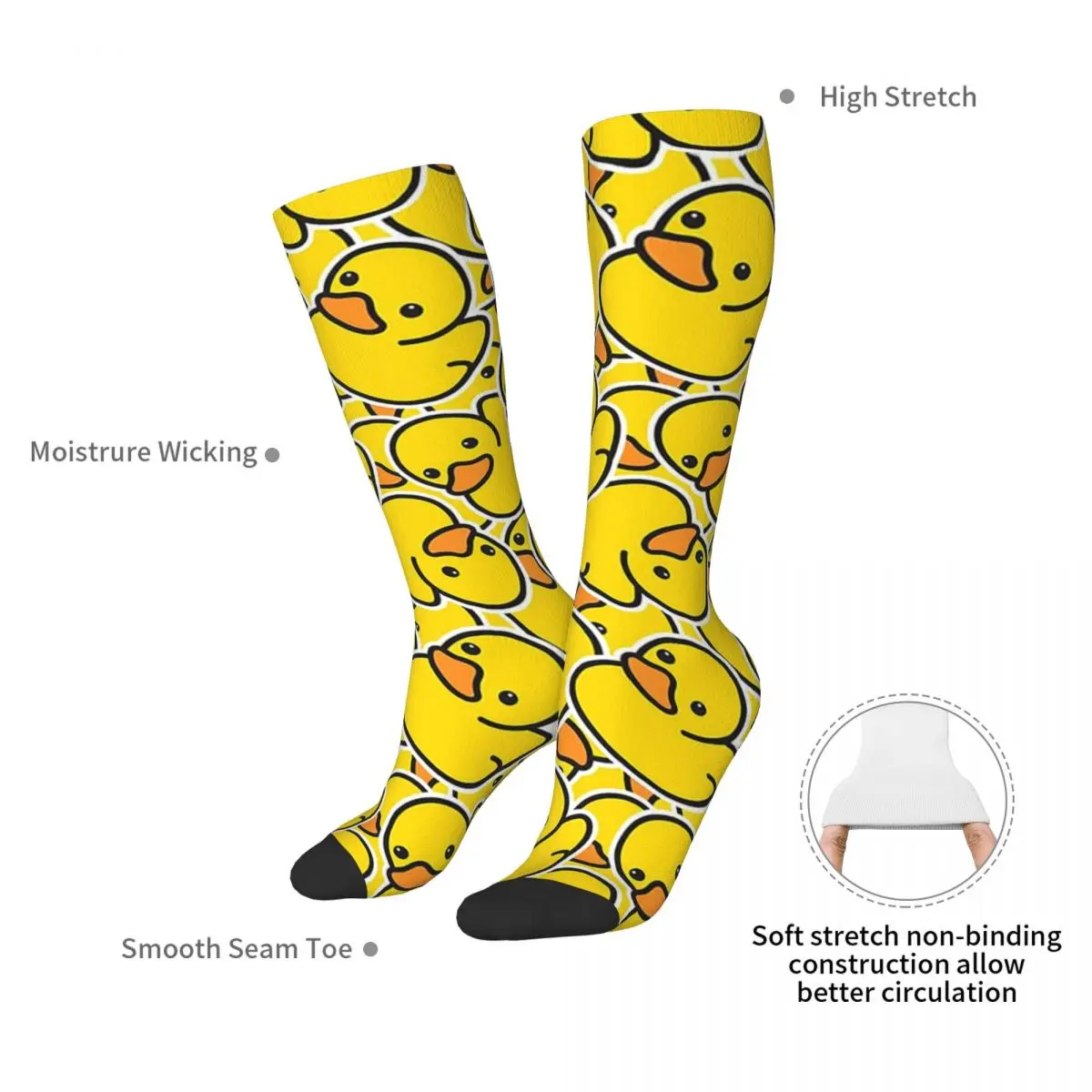 Yellow Classic Rubber Duck Socks Harajuku Sweat Absorbing Stockings All Season Long Socks Accessories for Unisex Gifts