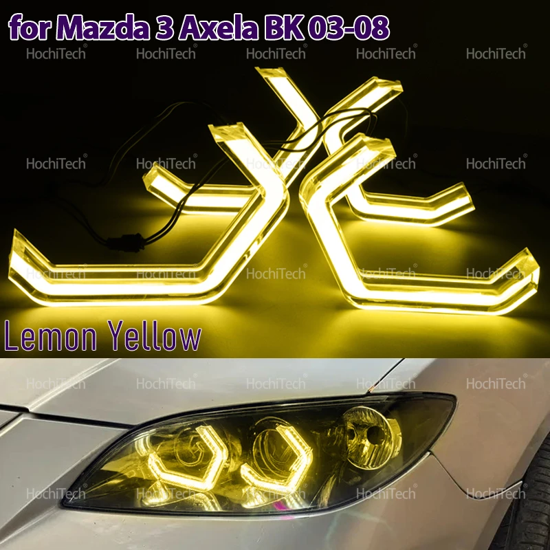 

4pcs Lemon Yellow Colors LED Angel Eyes for Mazda 3 Mazda3 Axela BK Sedan 2003-2008 M4 Style Daytime Running Lights Parts