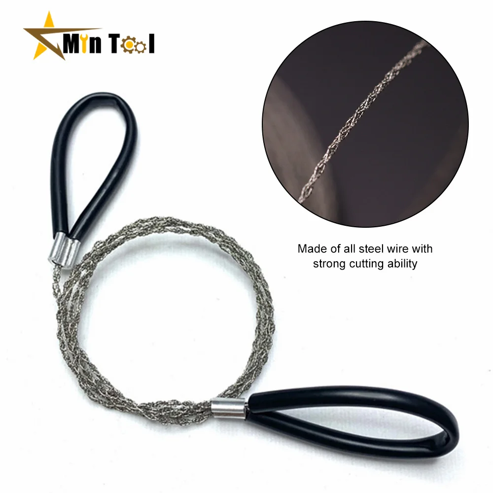 Portable Stainless Steel Wire Saw with Finger Handle Camping Hiking Pocket Manual Cutting Chain Saws Survive Hand Tool
