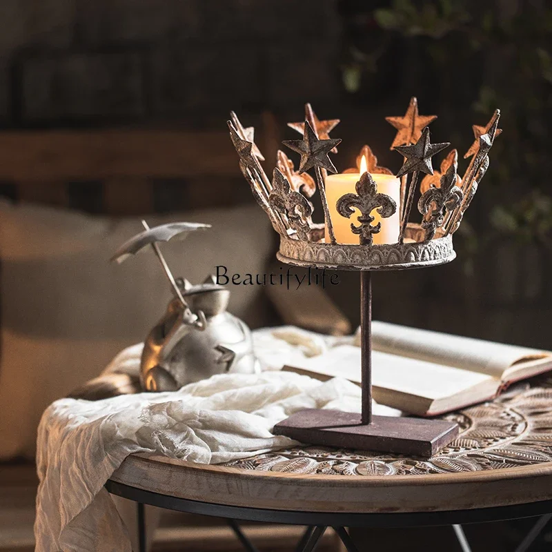 

yj5French Retro Candlestick Decoration Home Shooting Props Restaurant Decoration Decoration
