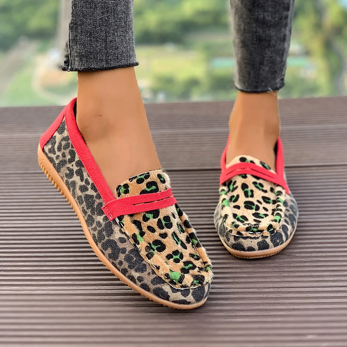 Frauen Wohnungen Schuhe Frühling Herbst Neue Mode Runde Kappe Bequeme Elegante Turnschuhe Frauen Leopard Einzelnen Schuhe Frauen