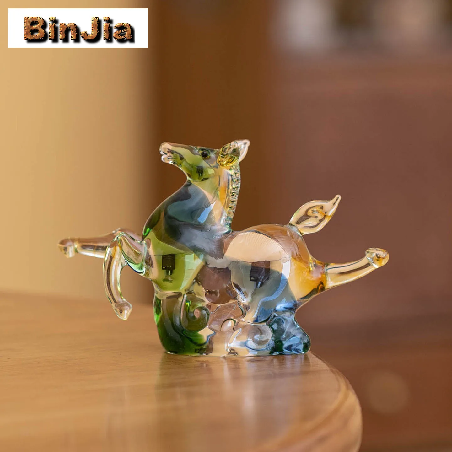 Glass Cloud Color Horse Tea Pet Traditional Flowerpot Landscaping Tea Figurine Play Toys Tea Statue Ornaments Can Be Raised Gift