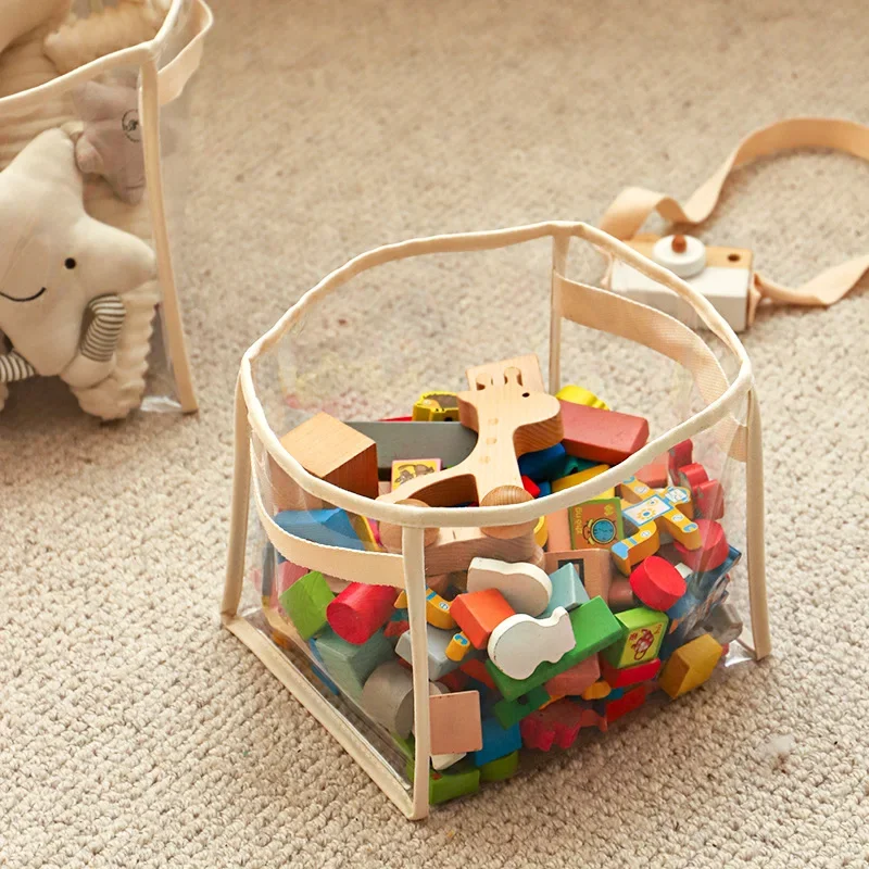 Transparent Children's Toys Storage Basket Clear PVC Baby Diaper Nappy Bag Large Size Kids Friendly Baby Items Organizer Toy Box image 5