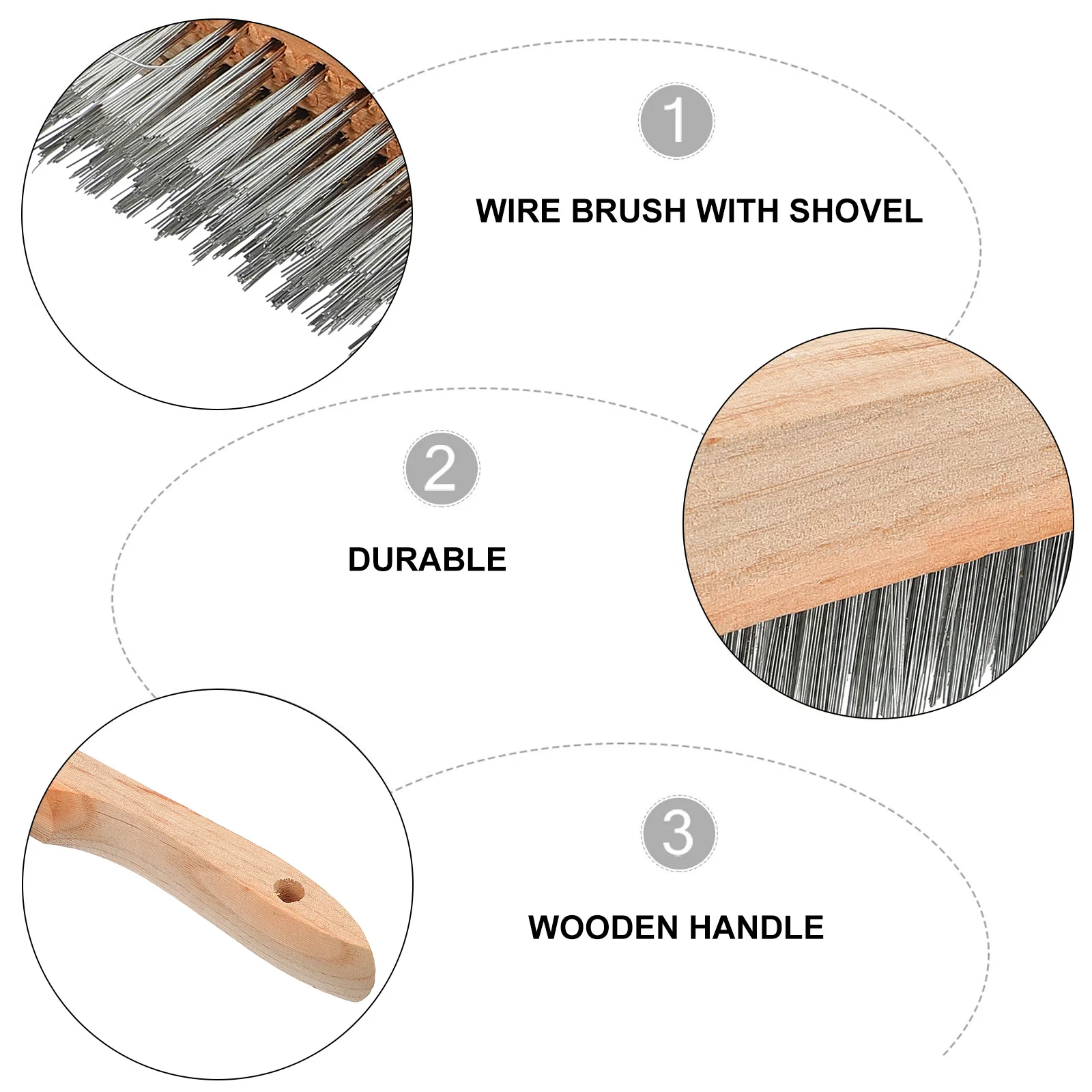 1個の錆除去ブラシ、スチールワイヤークリーニングツール、金属表面の頑固な汚れをこするための快適な木製ハンドル付き