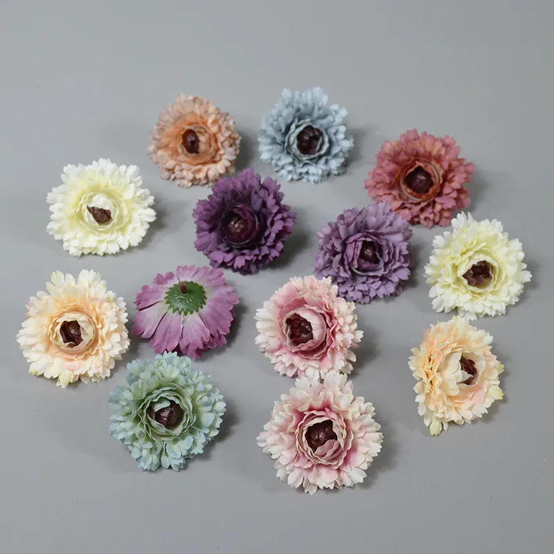 

7cm 10colors Artificial Silk Oil Painting Peony Tea Rose Flower Heads For DIY Wedding Wall Home Bouquet Garland headware Decor