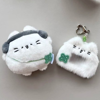 Cute Headphones Kitten Couple Keychain Mini Crying Cat Doll Plush Keyring Cartoon Dog Bee Bag Pendant Charms Backpack Decoration