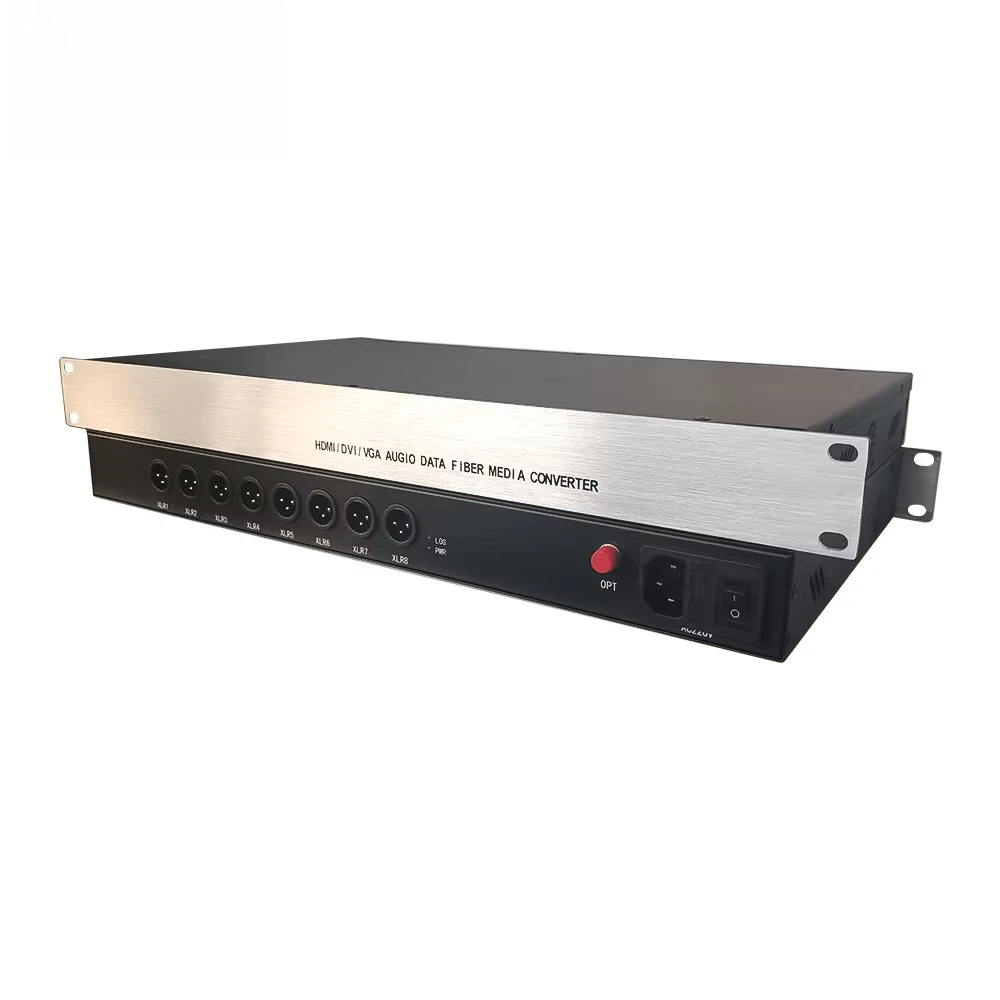 2026 8 Channel Xlr Audio to Fiber Converter Customized Balanced Xlr Audio to Fiber 20km