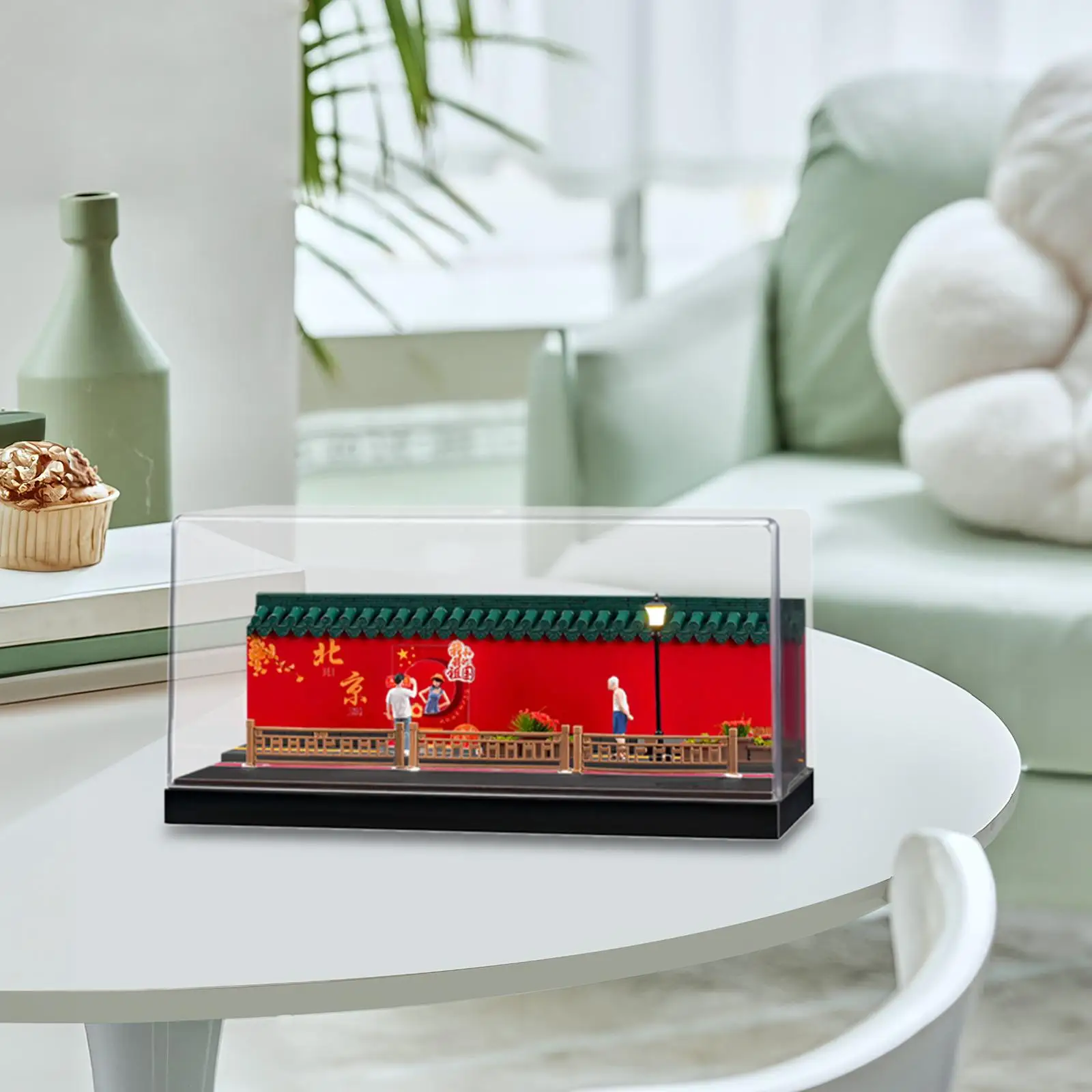 1/64 Model Car Display Case Background Vehicle Model Display Stand Diorama with Light