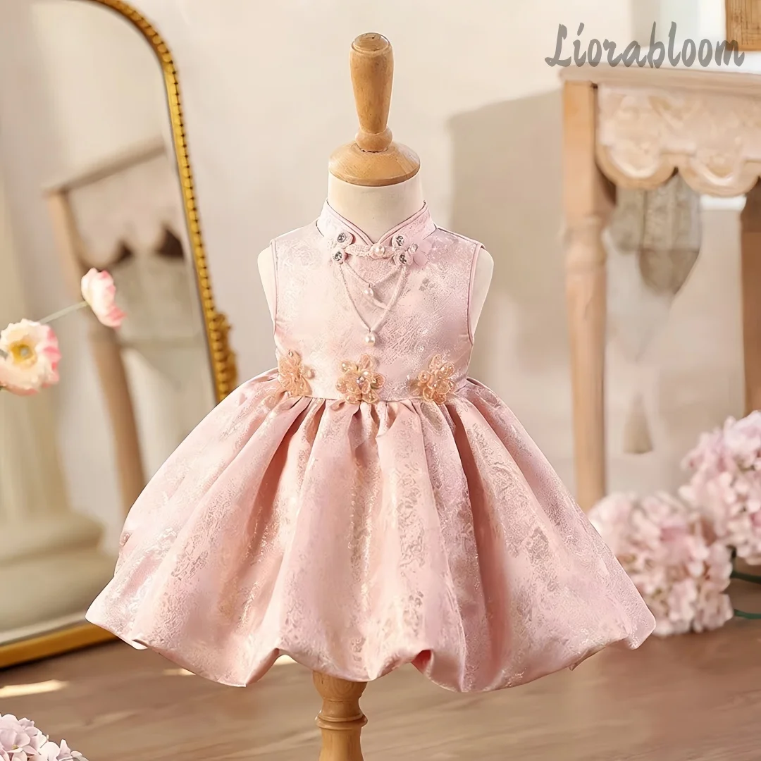 

Girls' Evening Gowns Flower Girl Dresses Chinese-Style Formal Wear Sleeveless Dresses Elegant Girls' Formal Wear