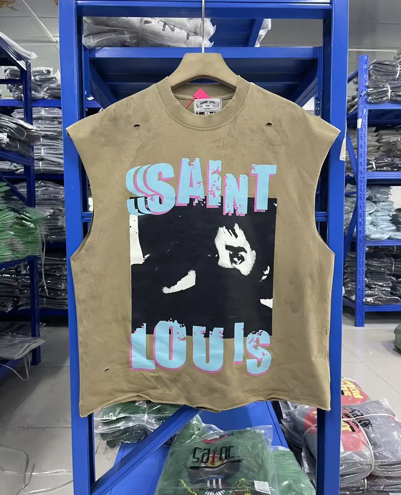 SSSAINT LOUIS 26SS  Handmade vintage damaged photos printed patterns washed vintage vests