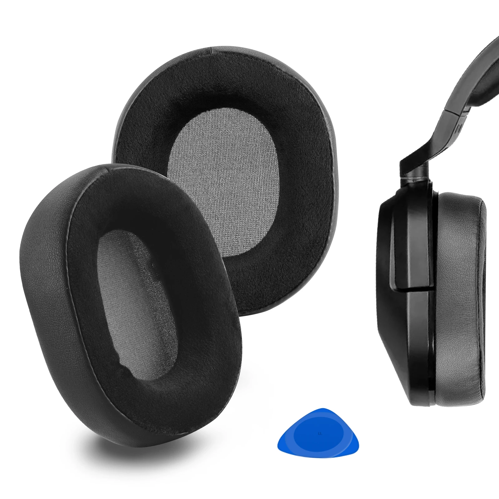 Geekria Comfort Hybrid Velour Replacement Ear Pads for Corsair HS55, HS65 Headphones Ear Cushions, Headset Earpads