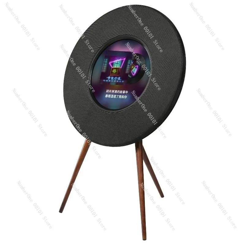 R1 Large Disc Vinyl Speaker for Home,High-Power Bluetooth Audio,Screen Lyrics Display,Portable KTV Entertainment System,Retro