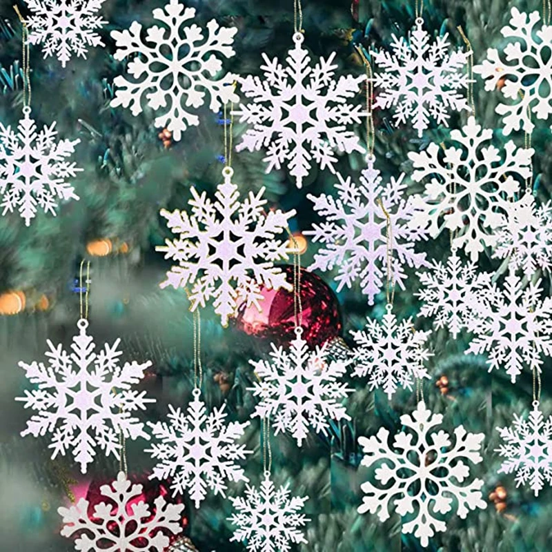 

18 Packs Plastic White Snowflake Ornaments Christmas Decorations for Christmas Tree 10cm Freezing Snowflake Xmas Decor