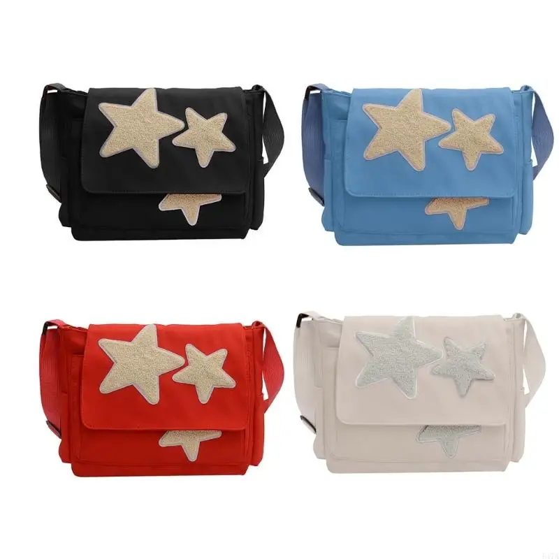 Crossbody Bag with Star Pattern Shoulder Bag Fashion Canvas Bag Large Capacity Bags for Student Versatile Bag 547A