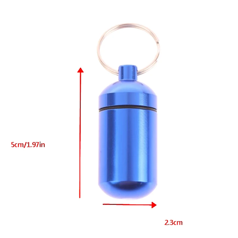 Porte-clés en métal étanche 2.3x5cm, bouteille de médicaments Portable pour l'extérieur, stockage scellé, bouteille de médicaments de premiers secours, vente en gros