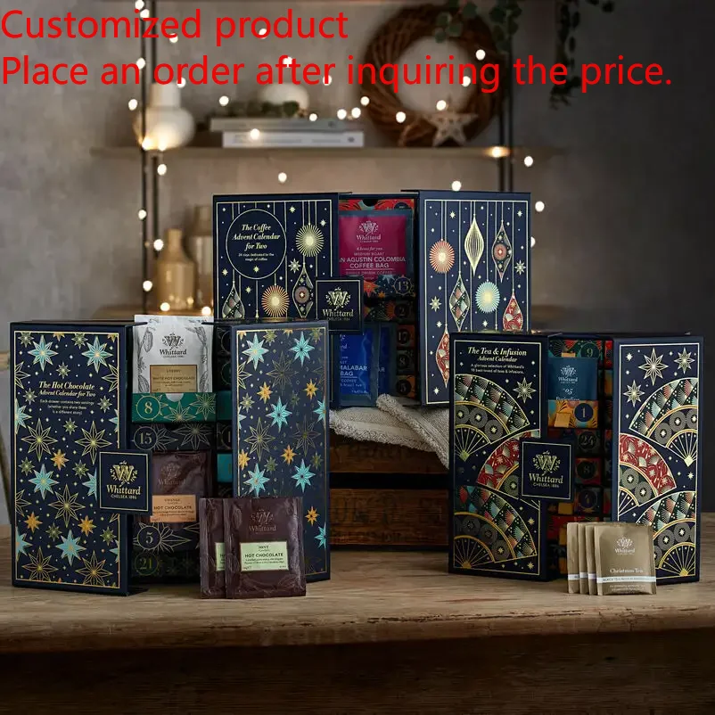 

2025.Luxury Customized 24-Drawer Advent Calendar Empty Cardboard Box Best Selling Chocolate Gift Box Best Embossing Printing Han