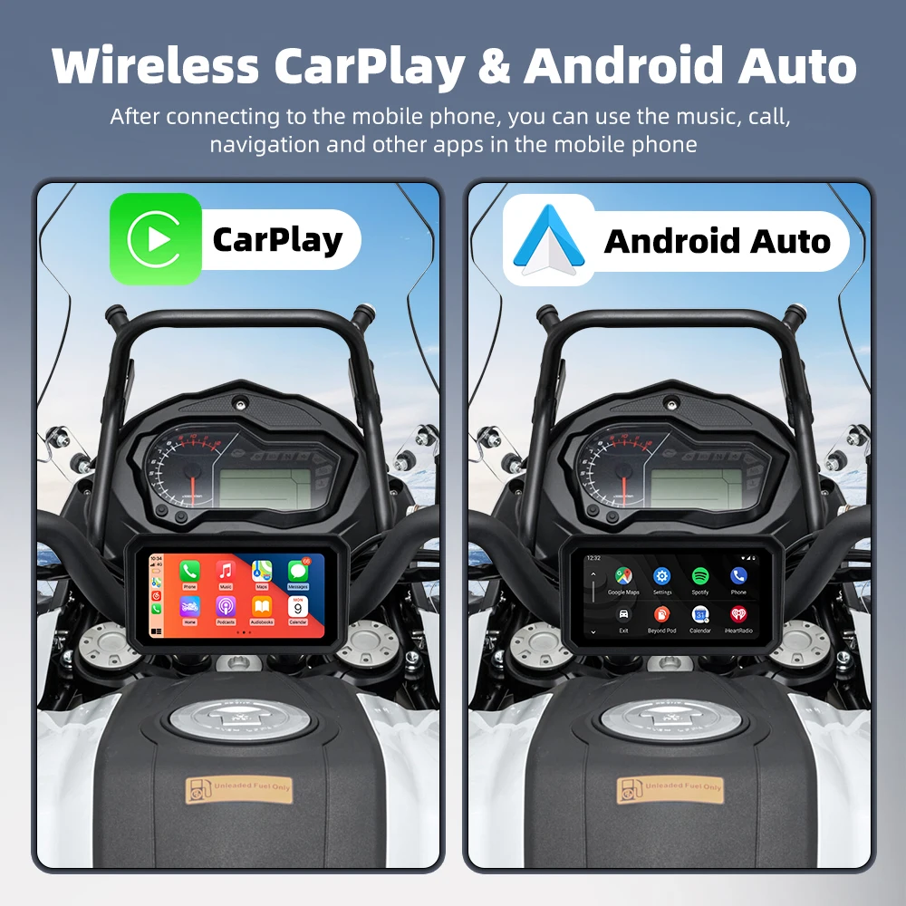 EKIY 6.0 بوصة لوحة قيادة رقمية محمولة للدراجات النارية نظام تحديد المواقع والملاحة شاشة عرض لاسلكية CarPlay Moto Android Auto