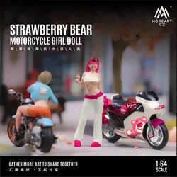 MoreArt 1:64 Strawberry Bear Motorcycle Girl Figure Diorama