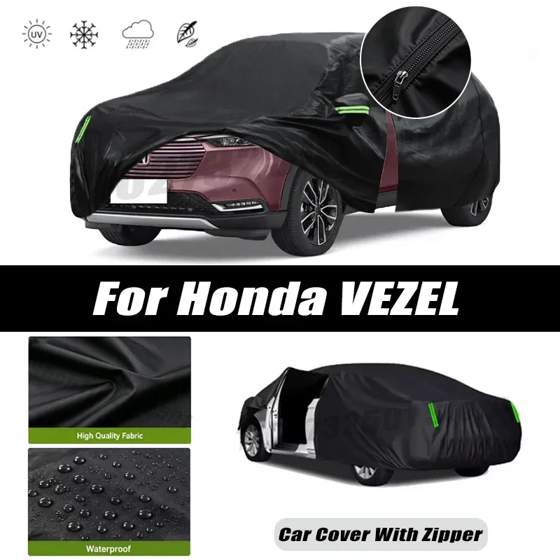 For Honda VEZEL Car Covers Outdoor Waterproof Sun Rain Snow Protection UV Car Zipper Design Car Cover Accessories