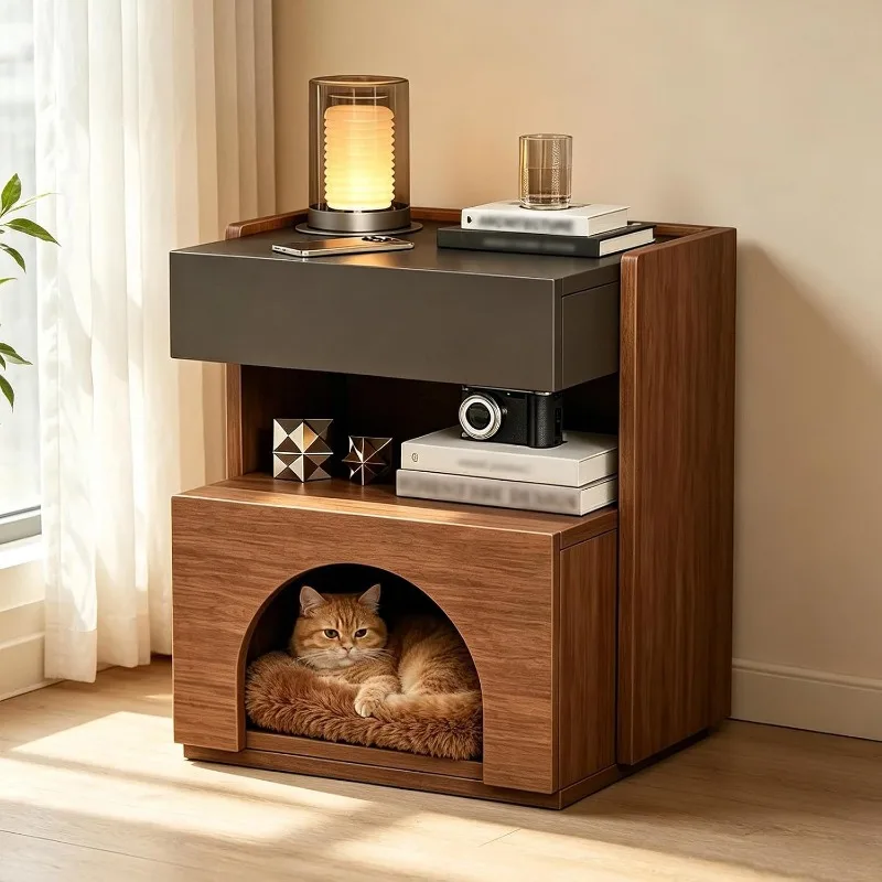 Modern cat nest bedside table, human pet co-living bedside table