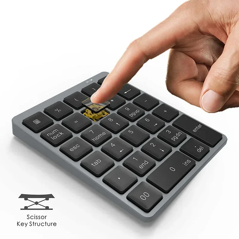 Teclado numérico inalámbrico compatible con Bluetooth, Mini teclado inalámbrico ultrafino de aleación para tareas de contabilidad de PC