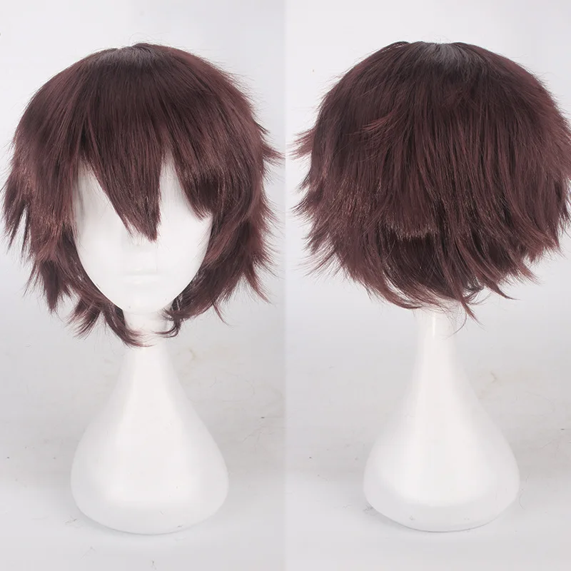 Wig Cosplay Anime sintetik Pria Wanita Similler rambut lurus pendek tahan panas multi warna merah putih merah muda abu-abu coklat