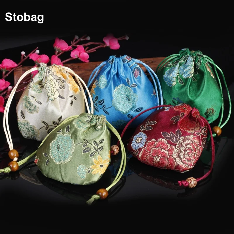 

StoBag 50pcs Wholesale Chinese Silk Cotton Drawstring Bag Small Sachet Gift Jewelry Packaging Storage Bundle Reusable Pouches