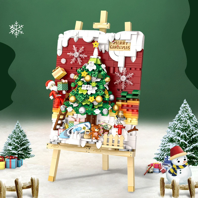 

Mini Christmas Tree Building Blocks DIY Painting Puzzle Christmas Assembly Toys Suitable for Home Decoration and Holiday Gifts