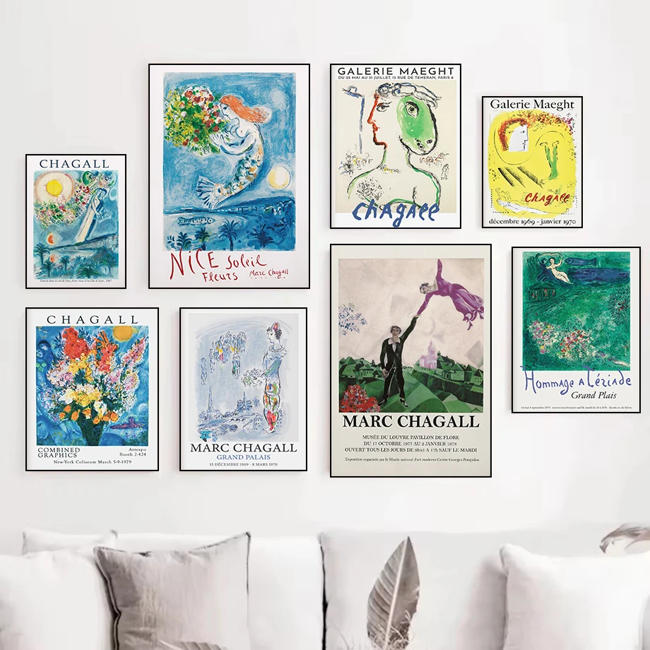 مارك شاجال الفن سلسلة المشارك طباعة قماش صور المنزل لغرفة المعيشة وغرفة النوم جدار ديكور حديث اللوحة بدون إطار #1