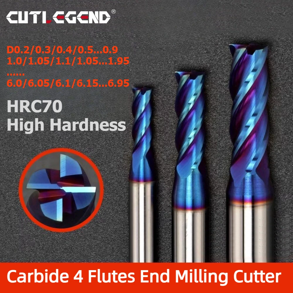 Vollhartmetall-Schaftfräser mit blauer Nano-Beschichtung, HRC70, Fräser D0.2-D6.95, CNC-Präzisions-Nutenfräswerkzeug – Detail 1