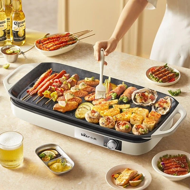 Electric Grill Pan Household Detachable and Washable Split Baking Pan Non-Stick Multi-Function Pot for Grilling Meat and Skewers