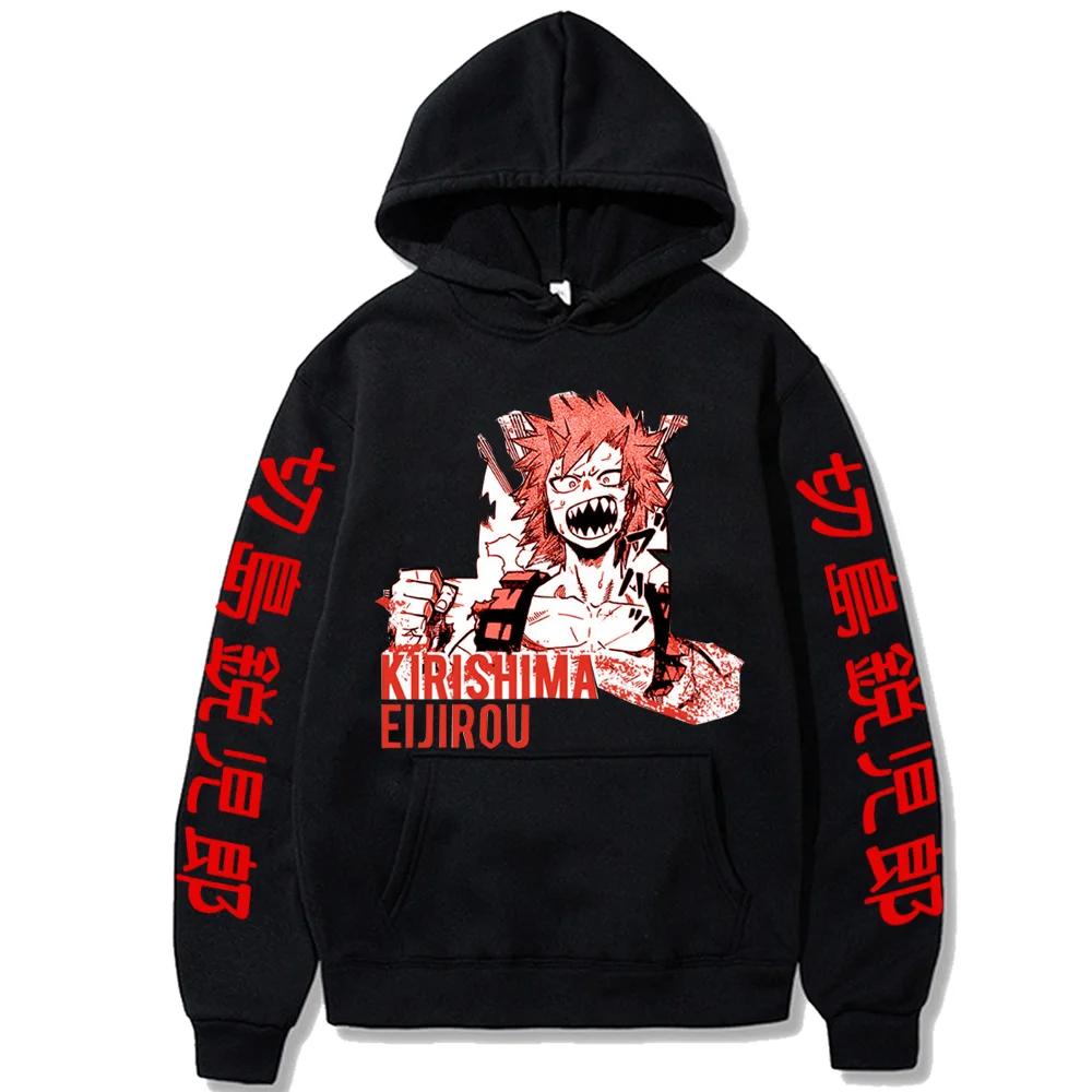 My Hero Academia Anime Harajuku Hoodies Gothic Boku no Hero Academia Red Riot Eijirou Kirishima Cartoon Long Sleeve Sweatshirts