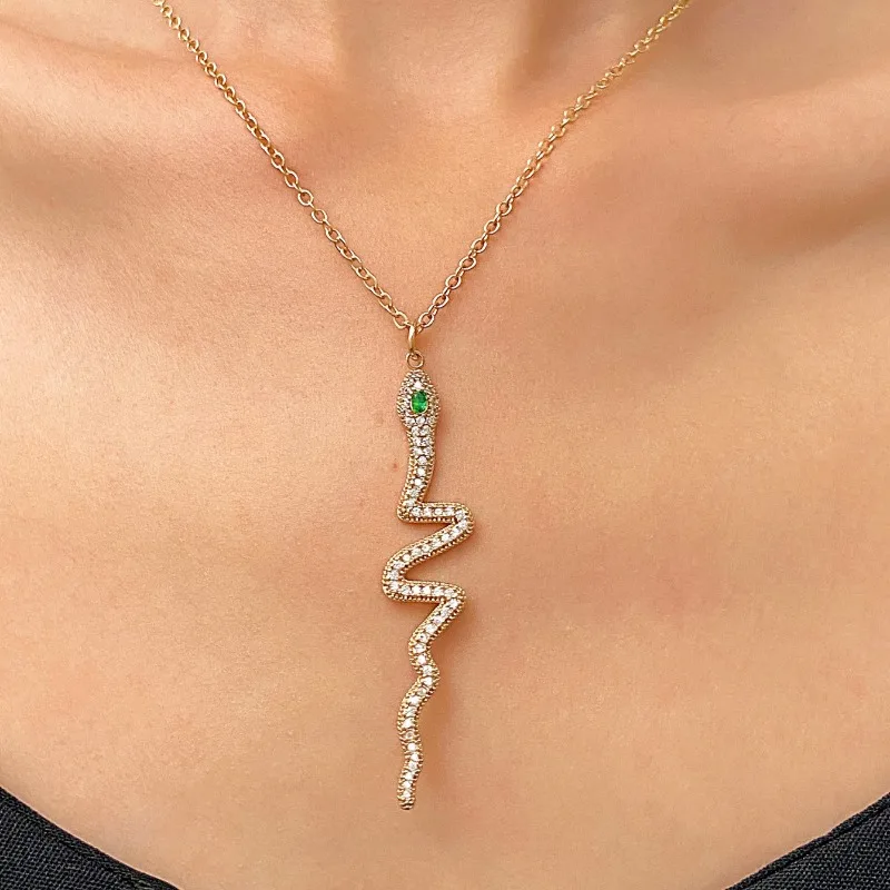 ضوء فاخر المتخصصة فريدة من نوعها ثعبان الترقوة سلسلة الشرير الرجعية زودياك سنة ثعبان قلادة للنساء مجوهرات الفولاذ المقاوم للصدأ 2025 Jp